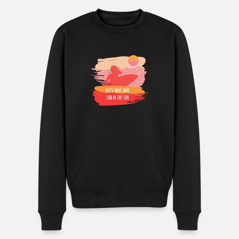 Sommer Spruch Surfen - Männer Premium Bio Pullover - Schwarz