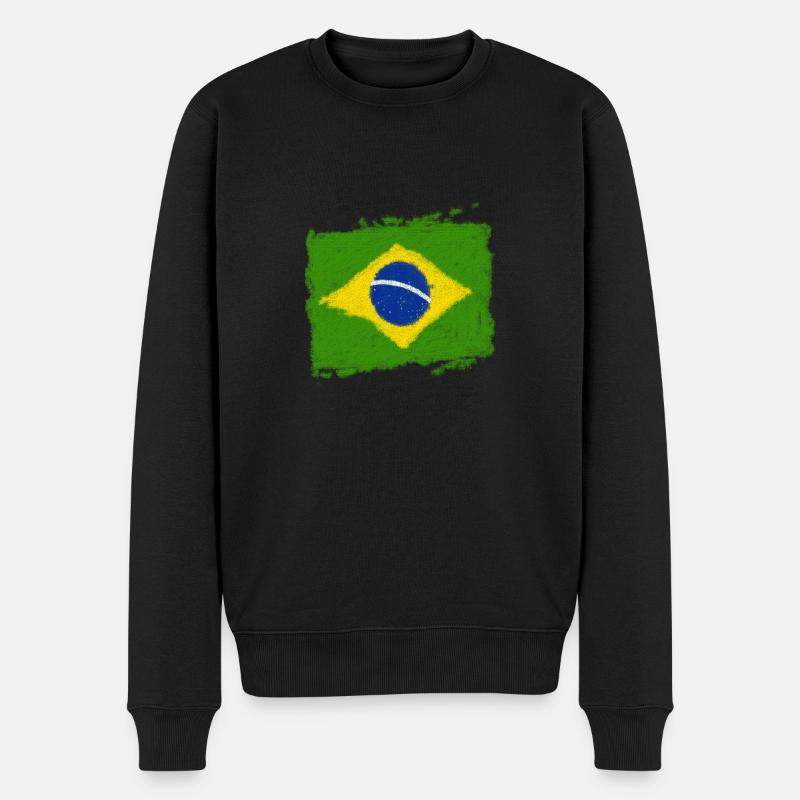 Brazilian Flagge - Männer Premium Bio Pullover - Schwarz