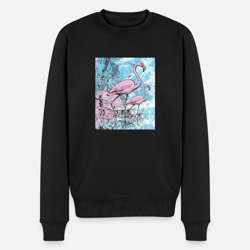 Flamingos - Männer Premium Bio Pullover - Schwarz