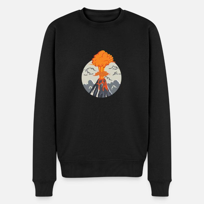 Ausbrechender Vulkan - Männer Premium Bio Pullover - Schwarz