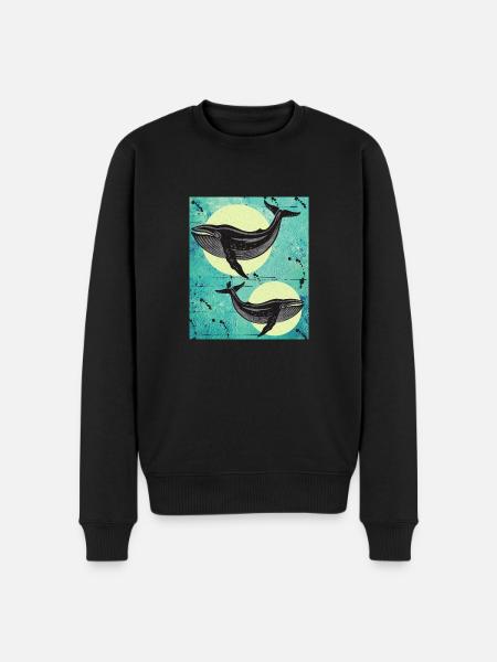 Buchelwale Wale - Männer Premium Bio Pullover - Schwarz