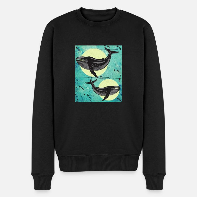 Buchelwale Wale - Männer Premium Bio Pullover - Schwarz