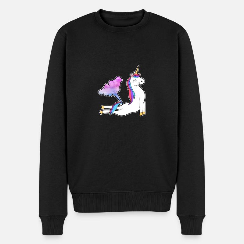 Einhorn Unicorn Pups Furz - Männer Premium Bio Pullover - Schwarz
