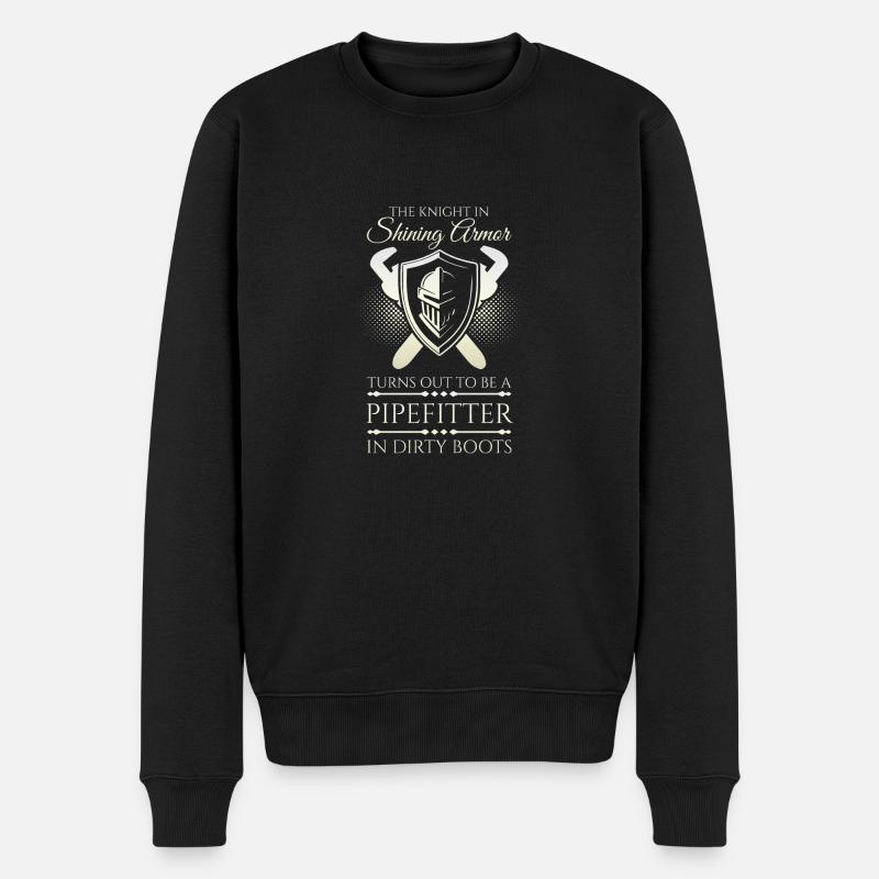 Pipefitter Knight - Männer Premium Bio Pullover - Schwarz