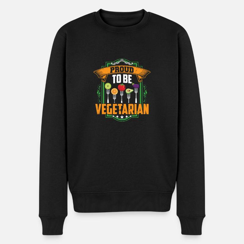 Proud to be Vegetarian - Männer Premium Bio Pullover - Schwarz