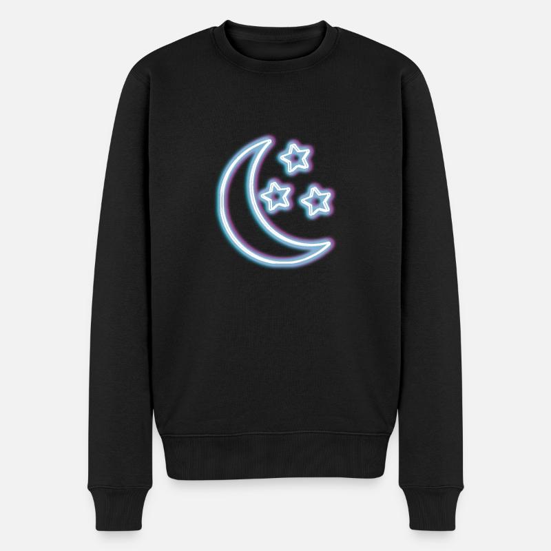 Neon-Glühen-Mond-T-Shirt Halbmond-glühender Effekt - Männer Premium Bio Pullover - Schwarz