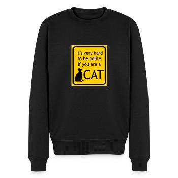 Katzedesign - Mietzekatze - Lustige Sprüche - Männer Premium Bio Pullover - Schwarz - Vorne - Nico (187cm)