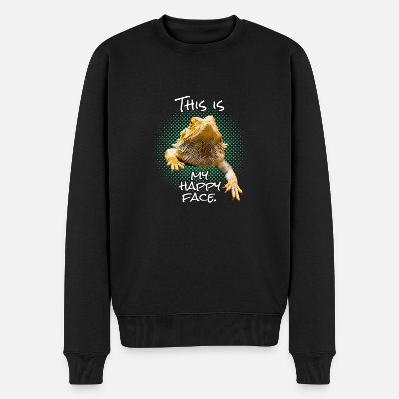 Happy Face Bearded Dragon Bartagame Echse Geschenk - Männer Premium Bio Pullover - Schwarz