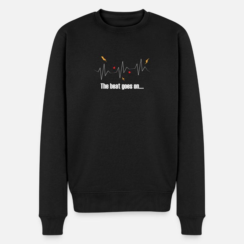 Herzschlag Infarkt Herzanfall Flimmern Pumpe - Männer Premium Bio Pullover - Schwarz