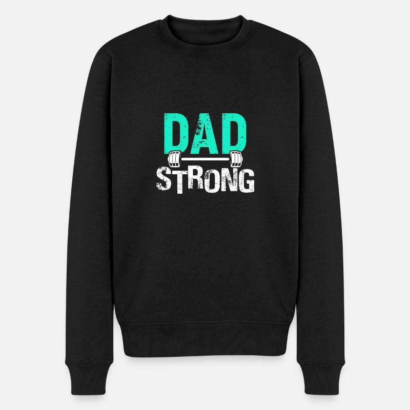 Papa Fitness Hantel - Männer Premium Bio Pullover - Schwarz