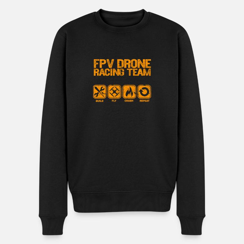 FPV Drone Construire Fly Crash Répéter Cadeau Copter - Pull Premium bio Homme - noir