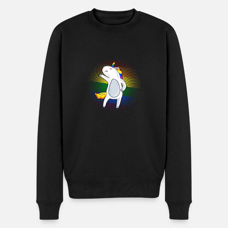 LGBT Pride Einhorn Shirt - Männer Premium Bio Pullover - Schwarz
