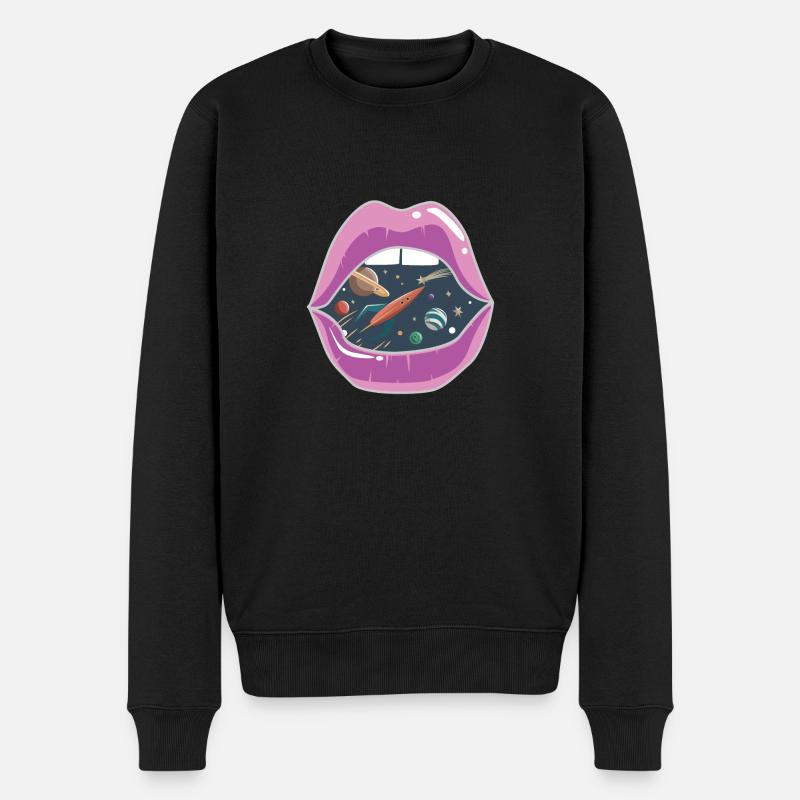 Lèvres roses / Espace - Pull Premium bio Homme - noir