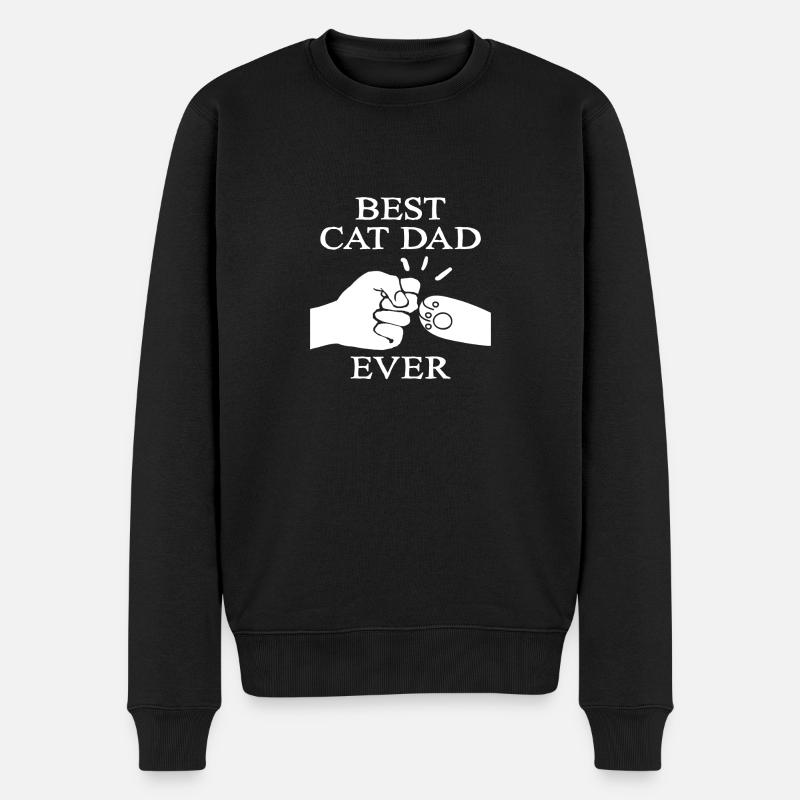 Best Cat Dad Ever Geschenk Katzen Vater Shirt - Männer Premium Bio Pullover - Schwarz