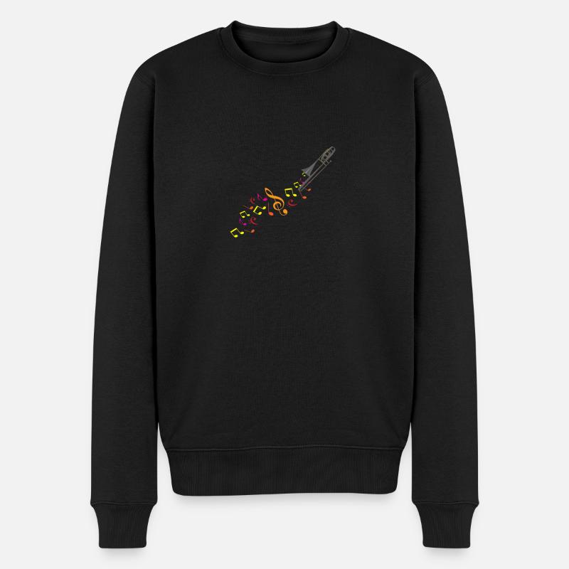 Posaune und Noten - Männer Premium Bio Pullover - Schwarz