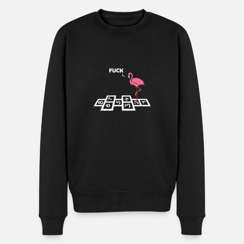 lustiger Flamingo - Männer Premium Bio Pullover - Schwarz
