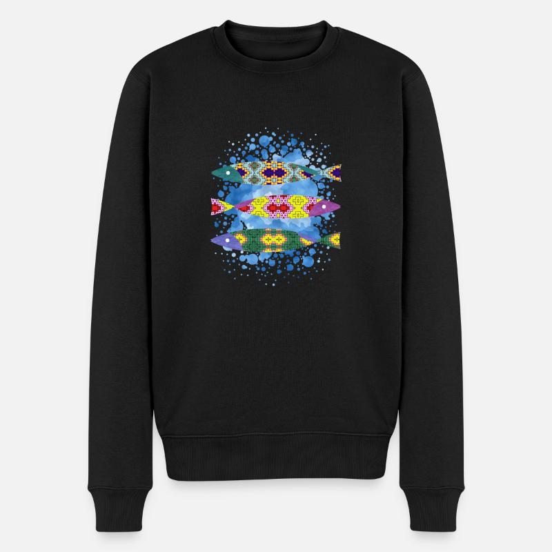 Fisch - Männer Premium Bio Pullover - Schwarz