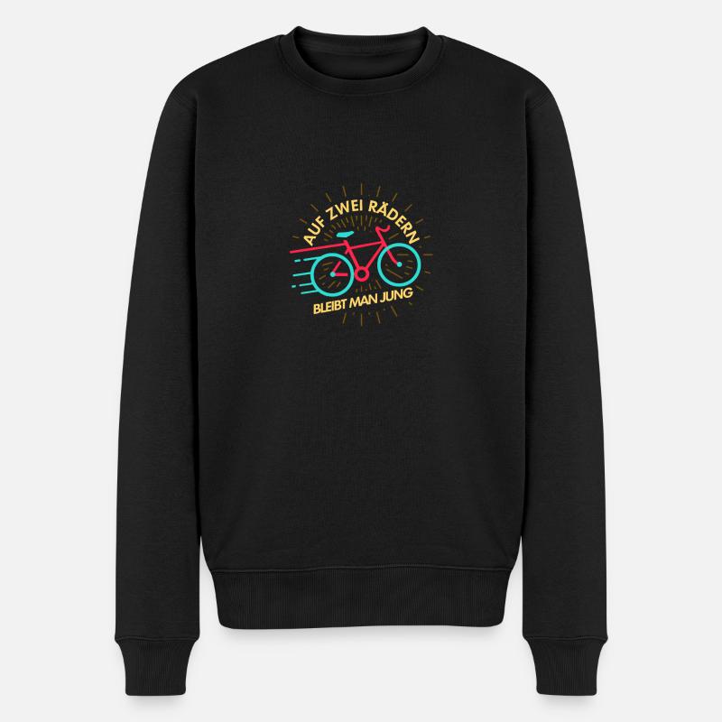 Auf zwei Rädern bleibt man jung! - Männer Premium Bio Pullover - Schwarz