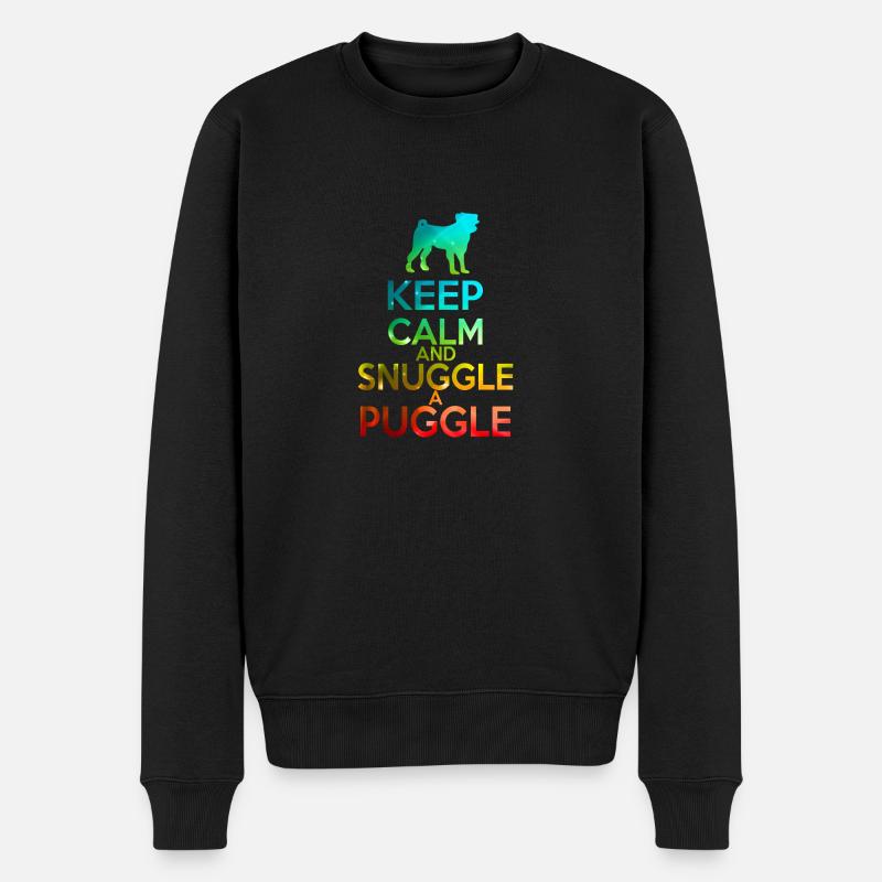 Halten Sie Ruhe und Kuscheln ein Puggle - Männer Premium Bio Pullover - Schwarz