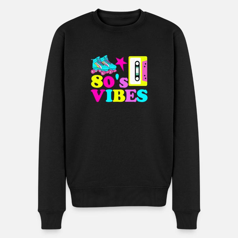 80's Vibes - Männer Premium Bio Pullover - Schwarz