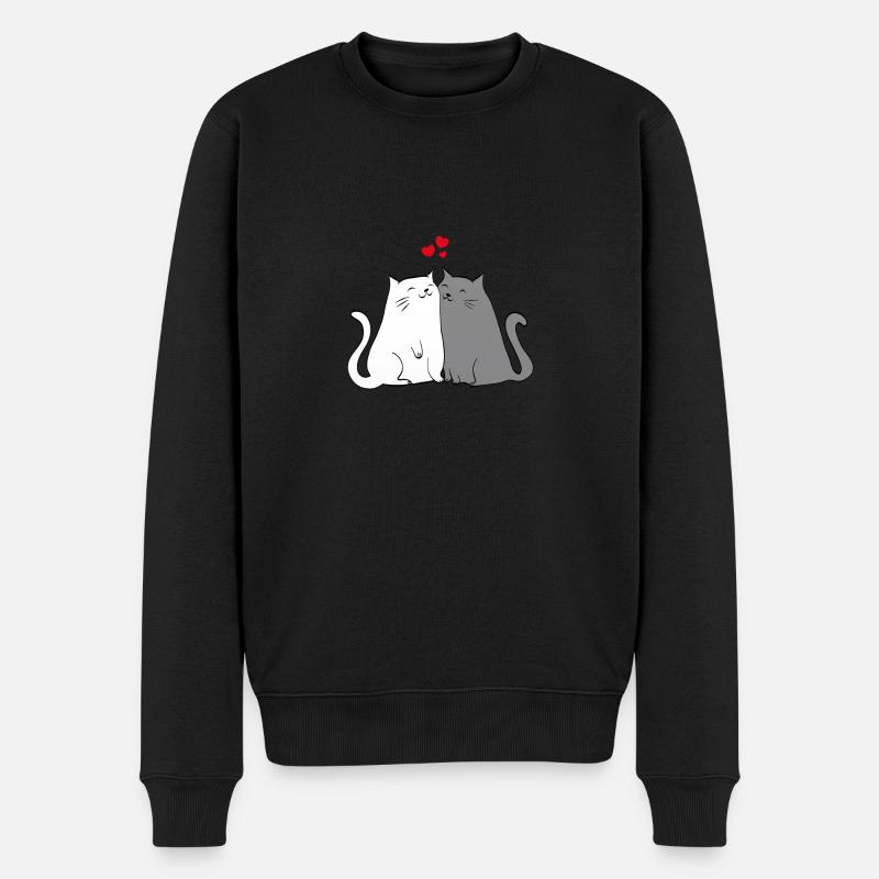 Katzen - Männer Premium Bio Pullover - Schwarz