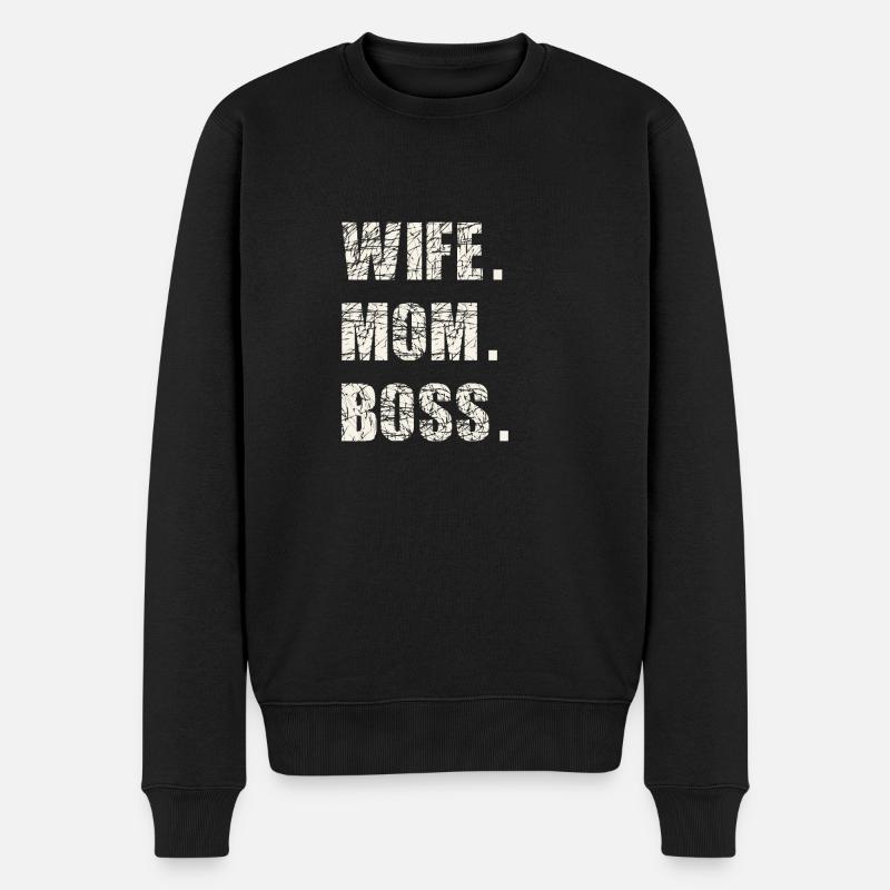 Ehefrau Mutter Chef - Männer Premium Bio Pullover - Schwarz
