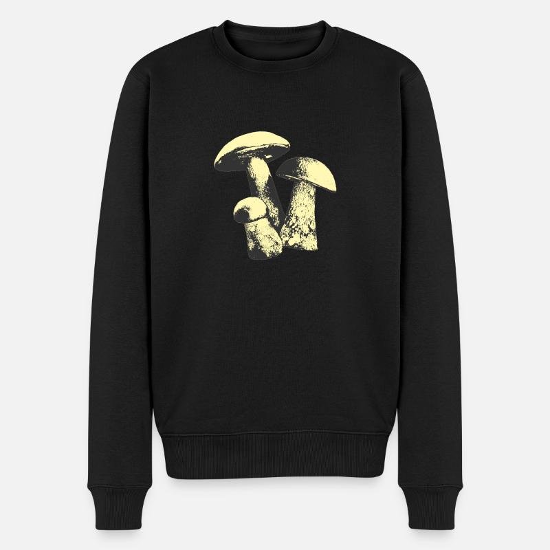 Weinlese-Pilz - Männer Premium Bio Pullover - Schwarz