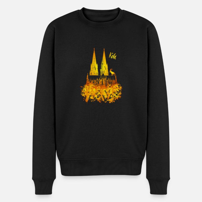 Kölner Dom - Männer Premium Bio Pullover - Schwarz