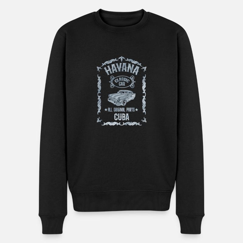 Classic Car Cuba Havana Oldtimer - Männer Premium Bio Pullover - Schwarz