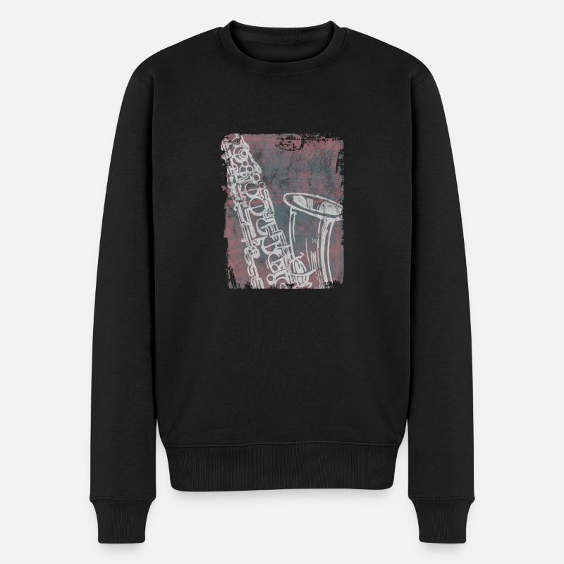 Saxofon Jazz Swing Klassik Retro Ska Punk Rock - Männer Premium Bio Pullover - Schwarz