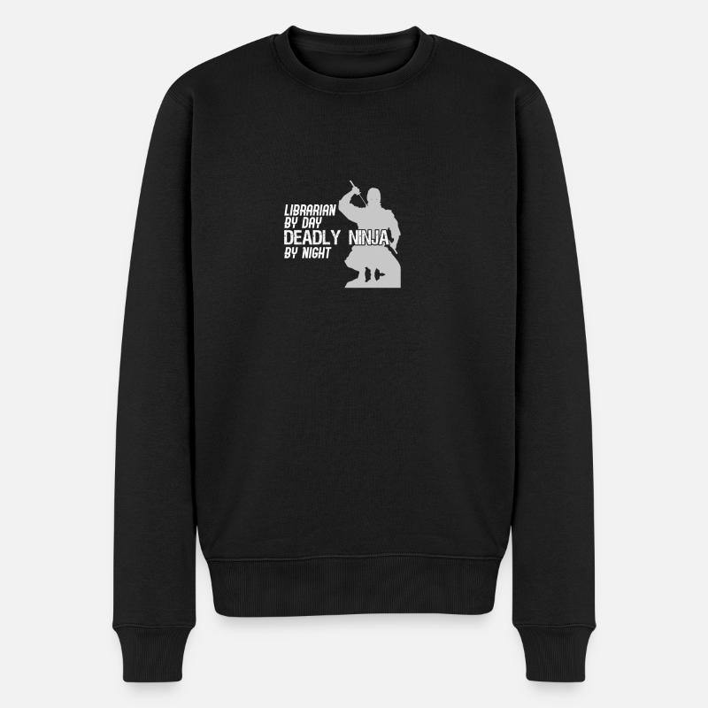 Libararian tödliches Ninja - Männer Premium Bio Pullover - Schwarz