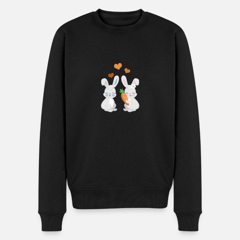 Süße Häschen - Männer Premium Bio Pullover - Schwarz