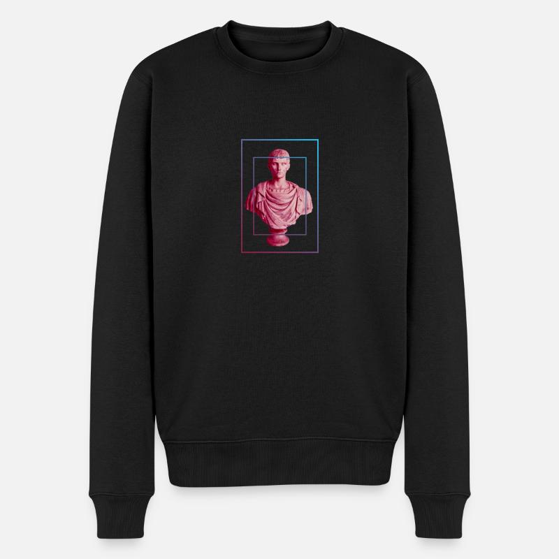 Synthwave Retrowave Style Statue Vaporwave Büste - Männer Premium Bio Pullover - Schwarz