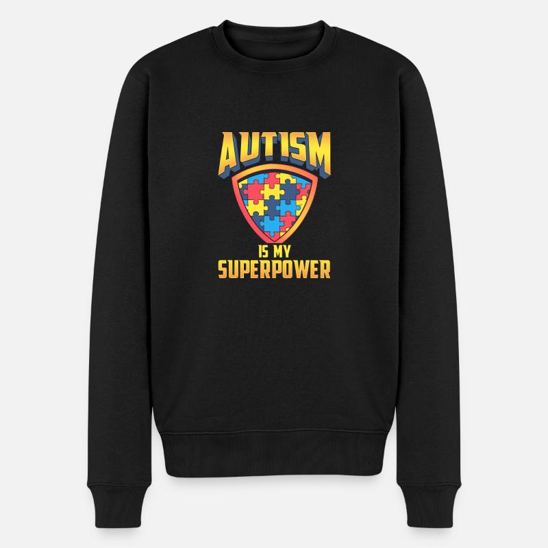 Autismus ist meine SuperPower - Männer Premium Bio Pullover - Schwarz