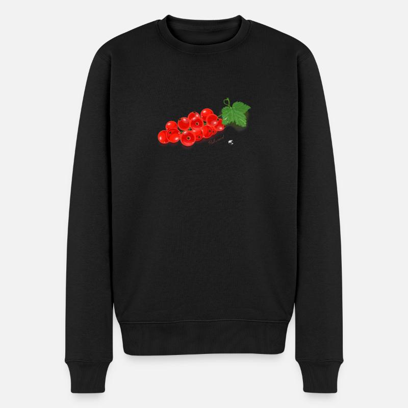 Rote Johannisbeere auf Zweig mit grünen Blatt tee - Männer Premium Bio Pullover - Schwarz