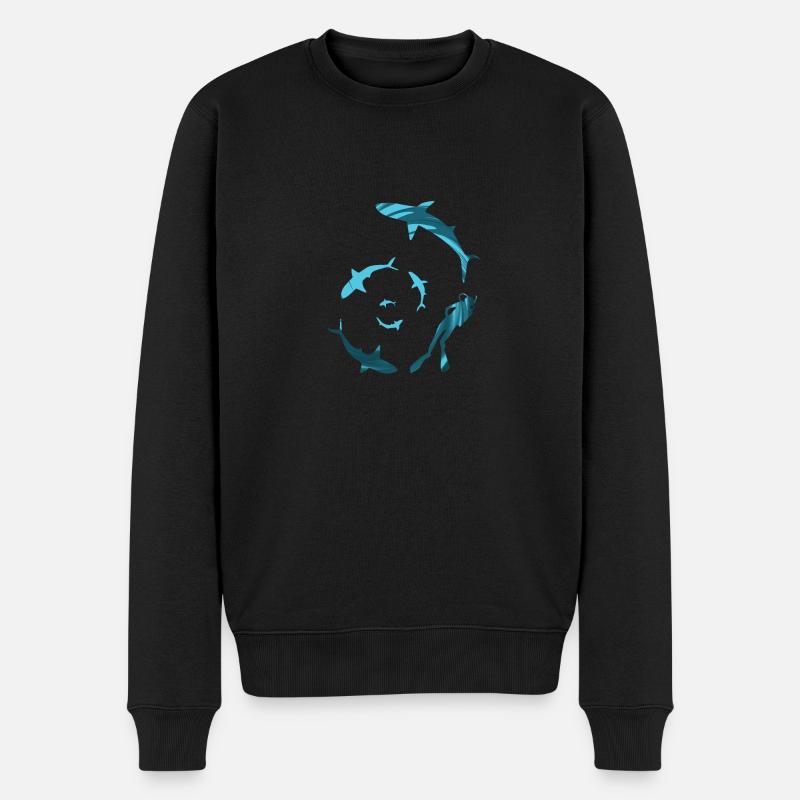 Schwimmen mit den Haien - Männer Premium Bio Pullover - Schwarz