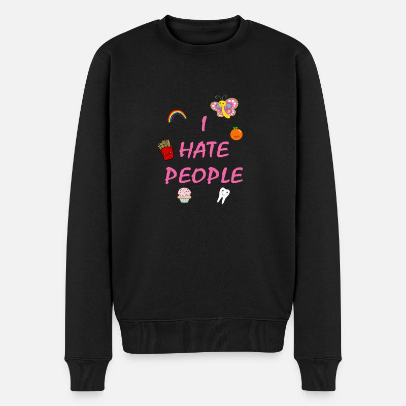 I hate people - Männer Premium Bio Pullover - Schwarz