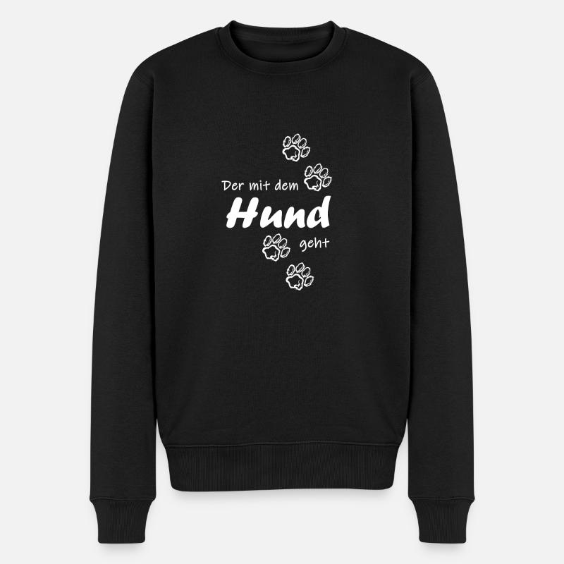 Der mit dem Hund geht - Männer Premium Bio Pullover - Schwarz