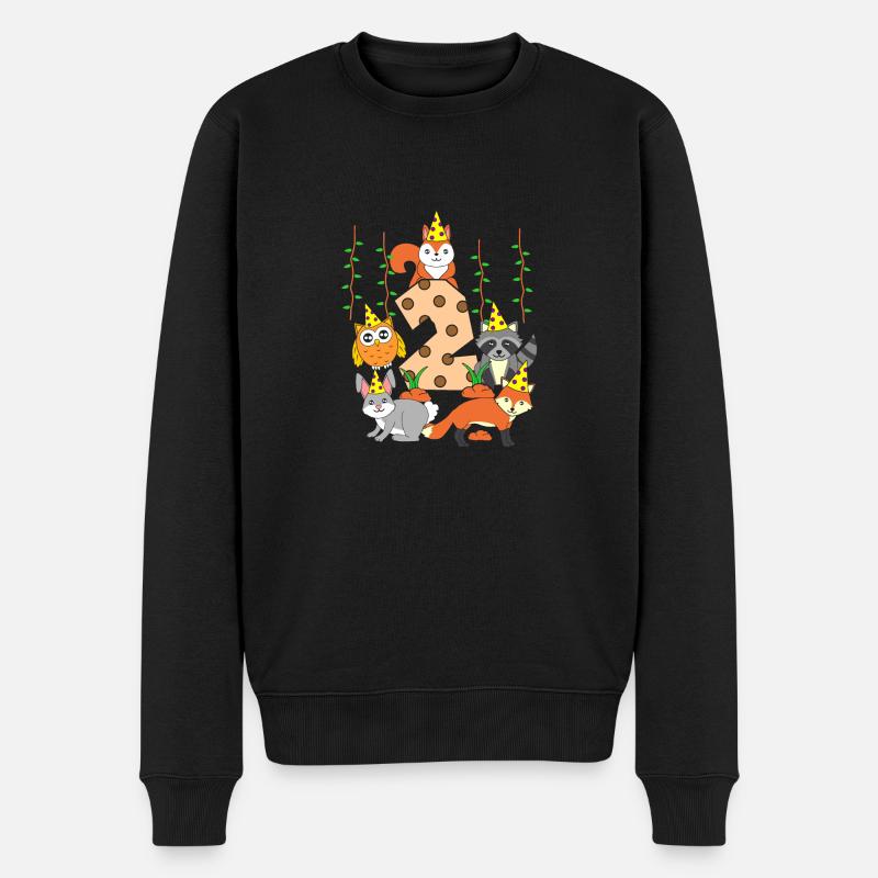 2. Geburtstag Baby Zwei 2 Waldtiere - Männer Premium Bio Pullover - Schwarz
