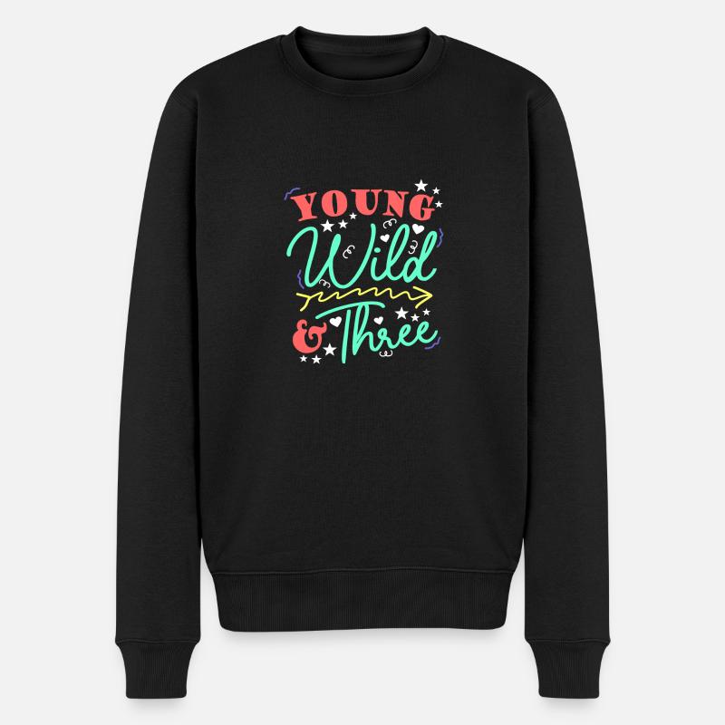 Young Wild & Three 3.Geburtstag 3 Jahre - Männer Premium Bio Pullover - Schwarz