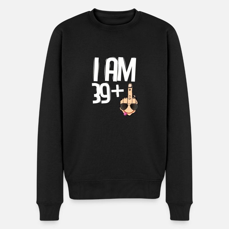 Lustige Geschenkideen zum 40. Geburtstag. Ich bin 39 + 1 Finger - Männer Premium Bio Pullover - Schwarz