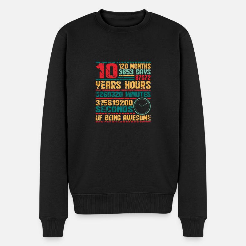 10.Geburtstag Zahlen 10 Jahre Alt Bday Zehn - Männer Premium Bio Pullover - Schwarz