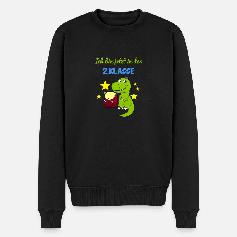 Ich Bin Jetzt In Der 2.Klasse Zweitklässler Dino - Männer Premium Bio Pullover - Schwarz