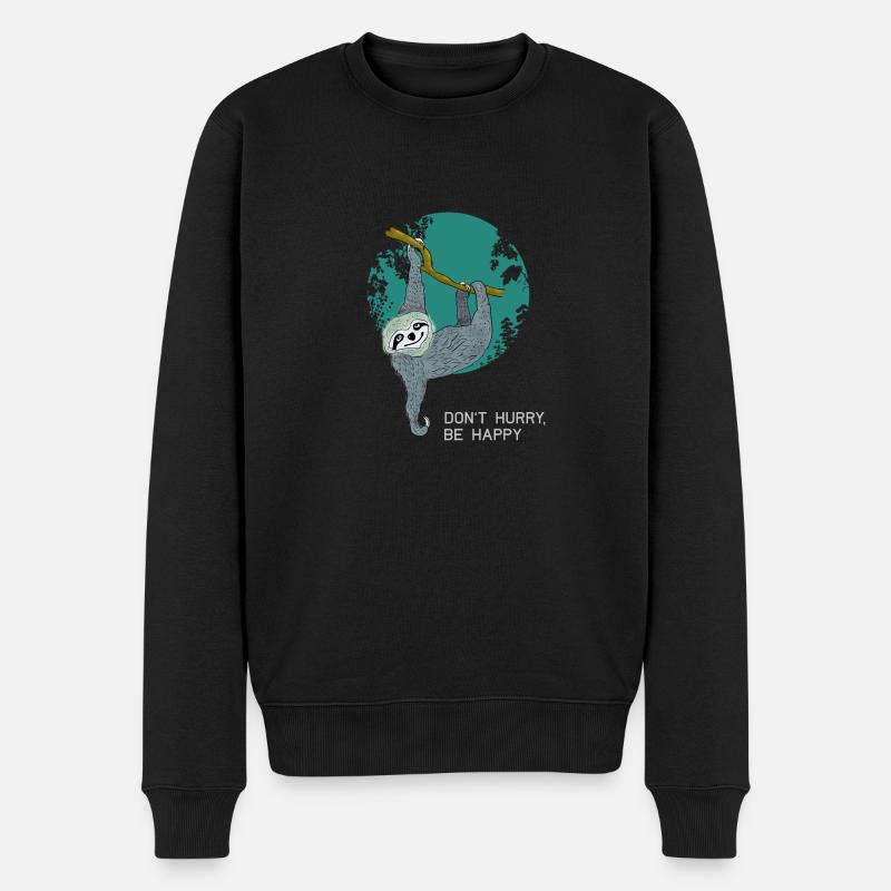 faultier langsam slow faul teenager schlafen müde - Männer Premium Bio Pullover - Schwarz