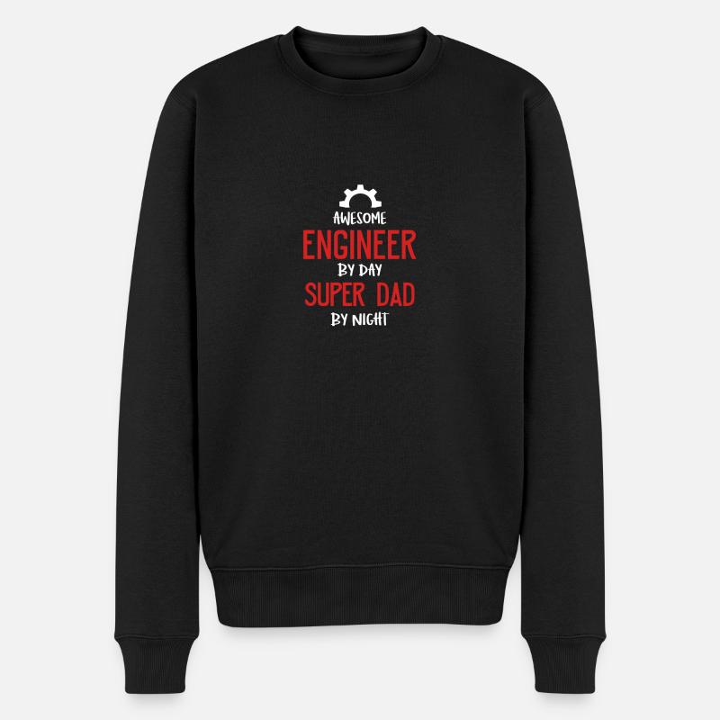 Awesome Engineer By Day, Super Dad By Night - Männer Premium Bio Pullover - Schwarz