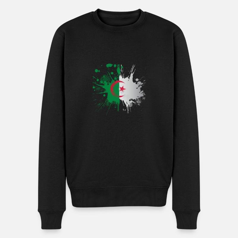Drapeau Algérie Effet Eclaboussé - Pull Premium bio Homme - noir