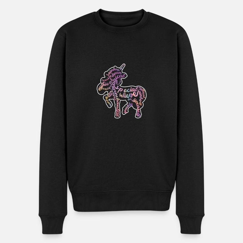 Das süße Einhorn - Männer Premium Bio Pullover - Schwarz