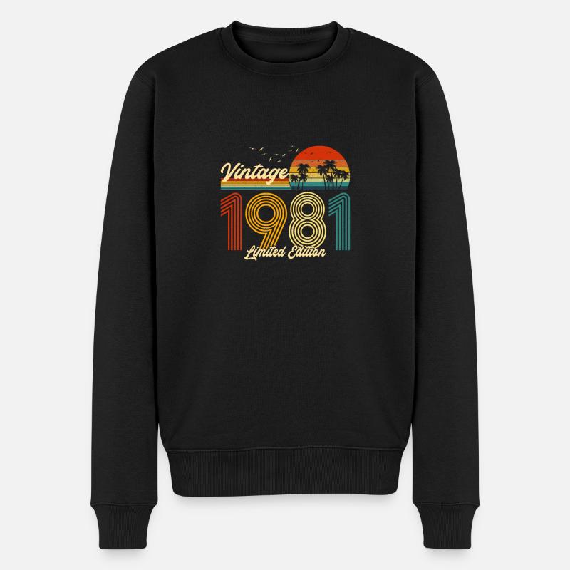 Vintage 1981 Limited Edition Tee Männer Frauen - Männer Premium Bio Pullover - Schwarz
