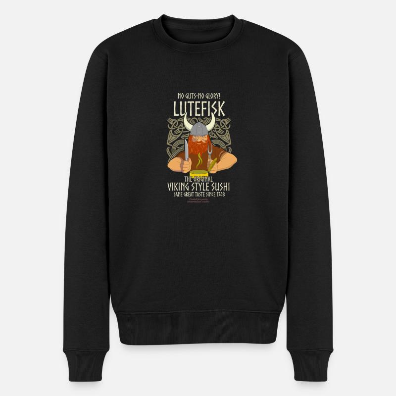 Lutefisk Viking Sushi - Männer Premium Bio Pullover - Schwarz