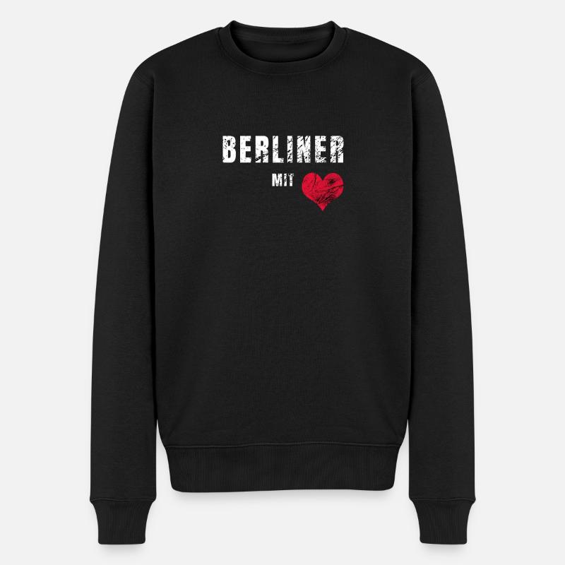 Berliner mit Herz - Männer Premium Bio Pullover - Schwarz